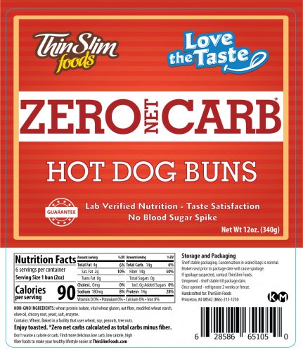 ThinSlim Foods Love-The-Taste Low Carb Hot Dog Buns - Click Image to Close