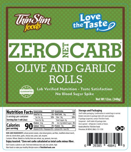 ThinSlim Foods Rustic Tuscan Olive and Garlic Rolls - Click Image to Close